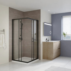 SS03 Corner Sliding Shower Screen - SS03 Black