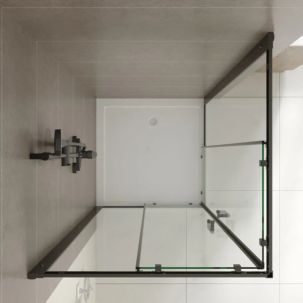 SS03 6mm Full Framed Corner Sliding Shower Screen – 850x850 / 900x900mm, 1950mm High, Matt Black