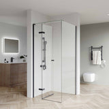 SS08/17 - 2100mm High Semi Frameless Shower Screen with Wall Channel and Top Glass Plate - Various Colours & Sizes