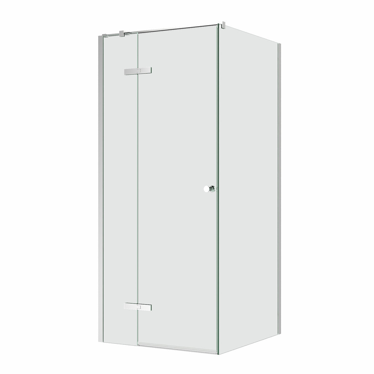 SS08/17 10mm Semi-Frameless Pivot Shower Screen with Top Support Bar & Seals – Front & Return, 2100mm High