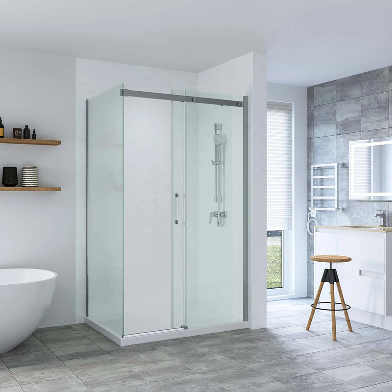 SS20 8mm Sliding Shower Screen – Front & Return, 2000mm High, 1130–1750mm, Various Colours