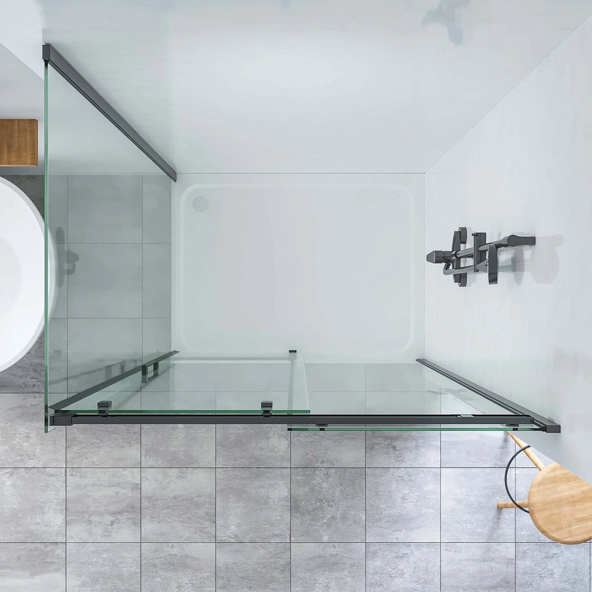 SS20 8mm Sliding Shower Screen – Front & Return, 2000mm High, 1130–1750mm, Various Colours