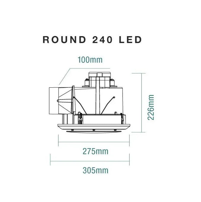 Round Exhaust Fan with 17W Tricolour LED Light - Various Sizes