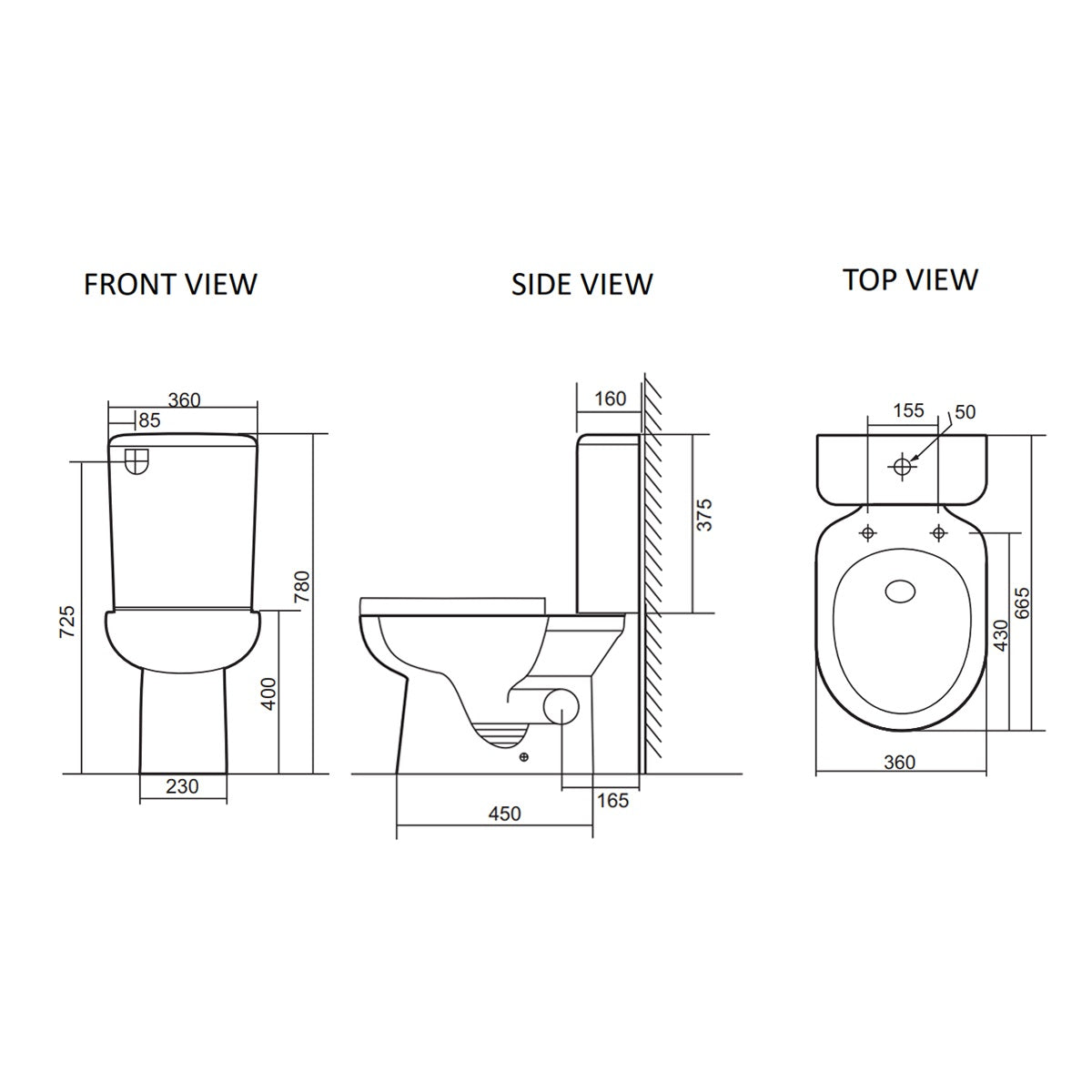 Closed Coupled Tornado Rimless Flush Skew Pan Connection Toilet Suite with Soft Close Seat - White (4 Star)