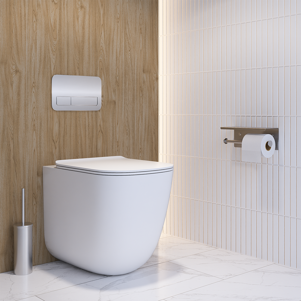 Double Toilet Roll Holder with Shelf in Satin Stainless Steel - ML269_TRH_SS