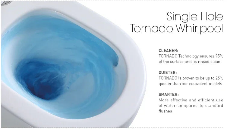 Raised Height Back To Wall Tornado Flush Toilet Suite with Soft Close Seat - White (4 Star)