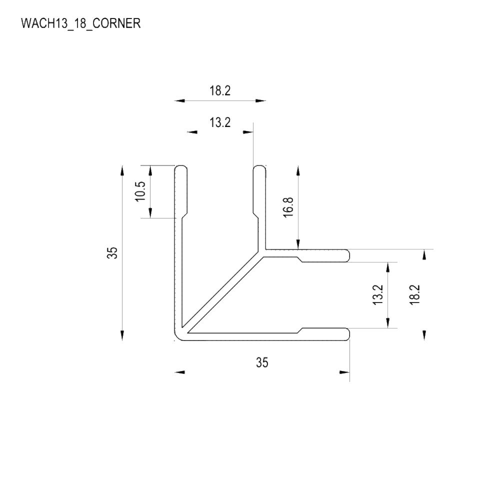 Aluminium Channel Corner Series - WACH33_18_CORNER_PACK