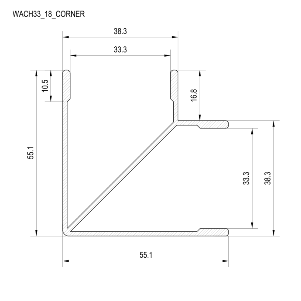 Aluminium Channel Corner Series - WACH33_36_CORNER_PACK