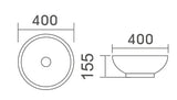 Harmony Counter Top Ceramic Basin 400x400mm - Various Colours