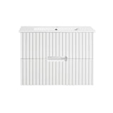 Clearance - SG Matte White Fluted Wall Hung Vanity with Ceramic Top - 750x460mm (Qty: 1)