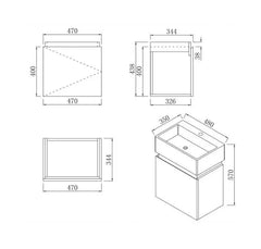 BV66WH Compact Fingerpull Wall Hung Vanity 480x350mm - Various Colours
