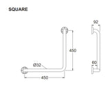 Johnson Suisse CARE Grab Rail Square 450x450mm (32×1.2)
