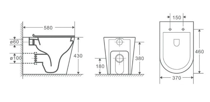 R&T In Wall Package - Rimless Floor Pan, Inwall Cistern and Button