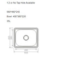 Single Bowl Topmount Laundry Sink 560x460 / 600x500 / 510x400mm - Stainless Steel