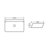 BM Above Counter Ceramic Basin Gloss White 450x390x120mm/550x390x120mm