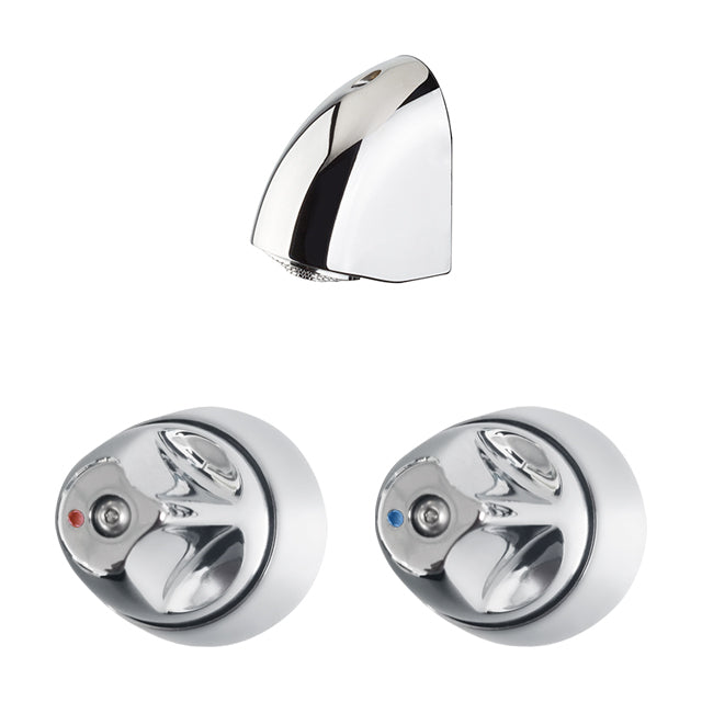 Gentec AVLF0075 Wall Mounted Lead Free DZR Brass Shower Set w/ Fixed Anti Vandal Showerhead and Control Valves
