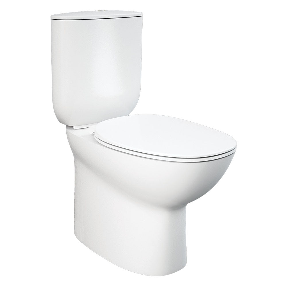 Raised Height Back To Wall Rimless Flush Tapered Toilet Suite with Soft Close Seat - White (4 Star)