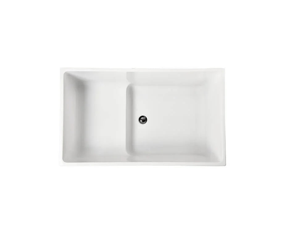 BATH 6 Rectangle Corner Back to Wall Freestanding Bath 1350mm - Gloss White