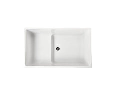 BATH 6 Rectangle Corner Back to Wall Freestanding Bath 1350mm - Gloss White
