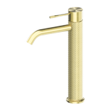 TBM36 Opal Cross Hatched Round Tall Basin Mixer (Curved Spout) - Various Colours