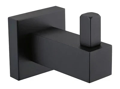 Square Single Robe Hook - Chrome / Black
