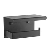 Toilet Roll Holder with Shelf - Chrome / Black