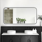 Black Framed Rectangle Curved LED Mirrors - 900/1200/1500mm