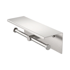 Double Toilet Roll Holder with Shelf - Various Colours