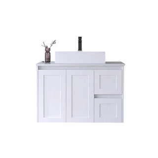 BV01WH (520mm Depth) Matt White Shaker Fingerpull Wall Hung Vanity - 900mm