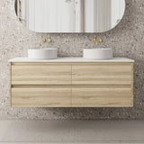 BV04WH Natural Oak Fingerpull Wall Hung Vanity - 600 / 750 / 900 / 1200 / 1500mm