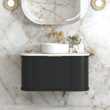 BV06WH Satin Black Shaker Curved Wall Hung Vanity - 600 / 750 / 900 / 1200 / 1500 / 1800mm
