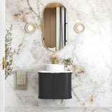 BV06WH Satin Black Shaker Curved Wall Hung Vanity - 600 / 750 / 900 / 1200 / 1500 / 1800mm