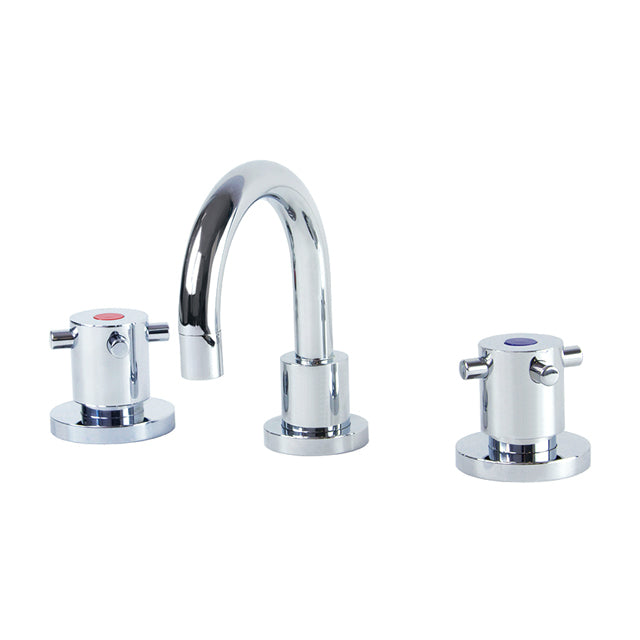 Gentec CAPLF0001 Lead Free DZR Brass Hob Mounted Capstan Basin Set w/ Curved Fixed Spout