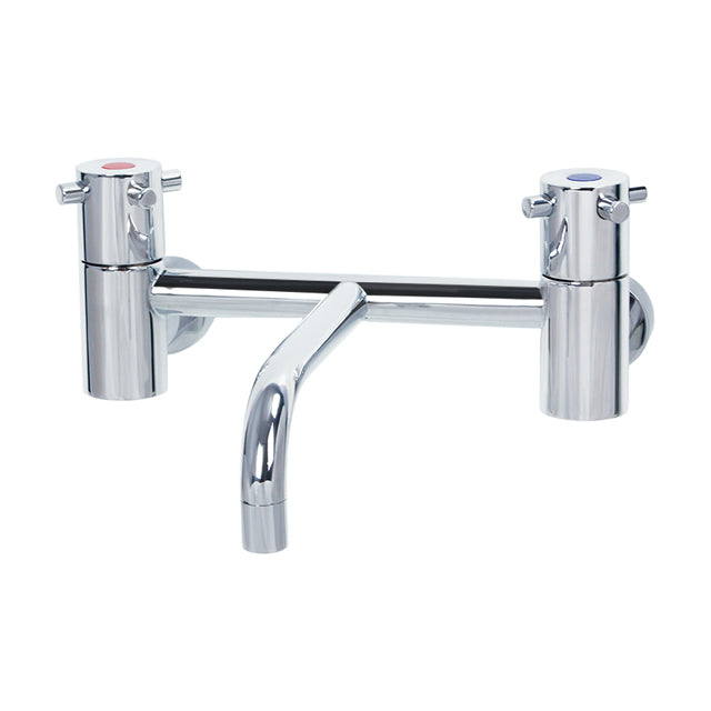 Gentec CAPLF0012 Lead Free DZR Brass Wall Mounted Capstan Exposed Mixing Set w/ Fixed Parallel Spout
