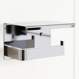 Toilet Roll Holder with Shelf - Chrome / Black