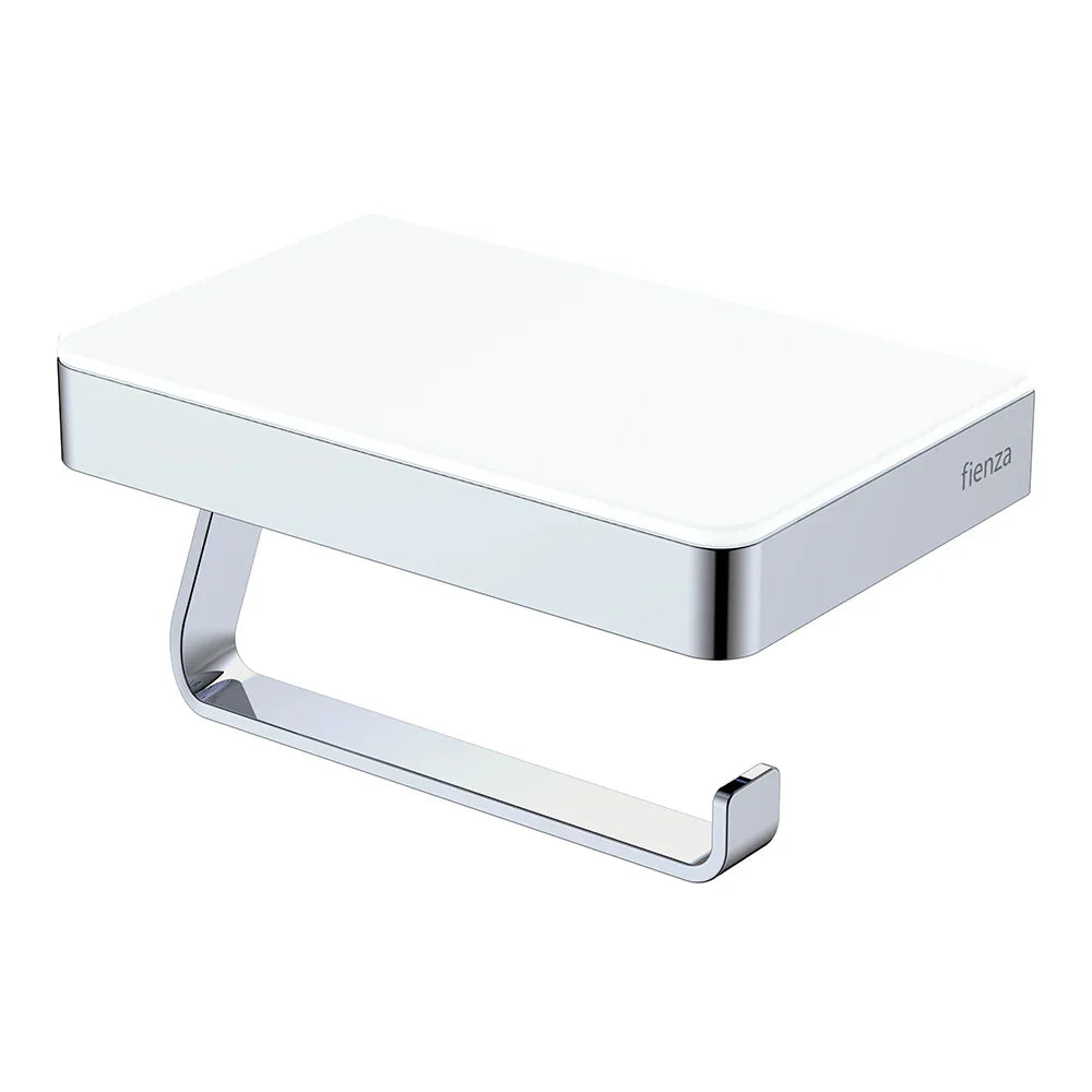 Mia Toilet Roll Holder with Glass Shelf - Various Colours