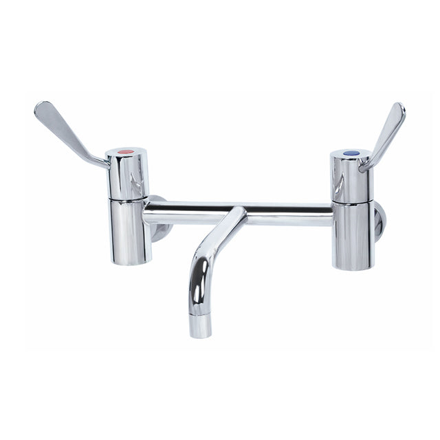 Gentec CLLF10012 Lead Free DZR Brass Wall Mounted 100mm Lever Exposed Mixing Set w/ Fixed Parallel Spout