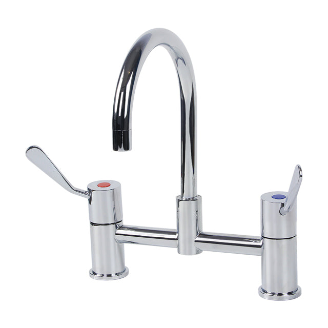 Gentec CLLF10015 Lead Free DZR Brass Hob Mounted 100mm Lever Exposed Mixing Set