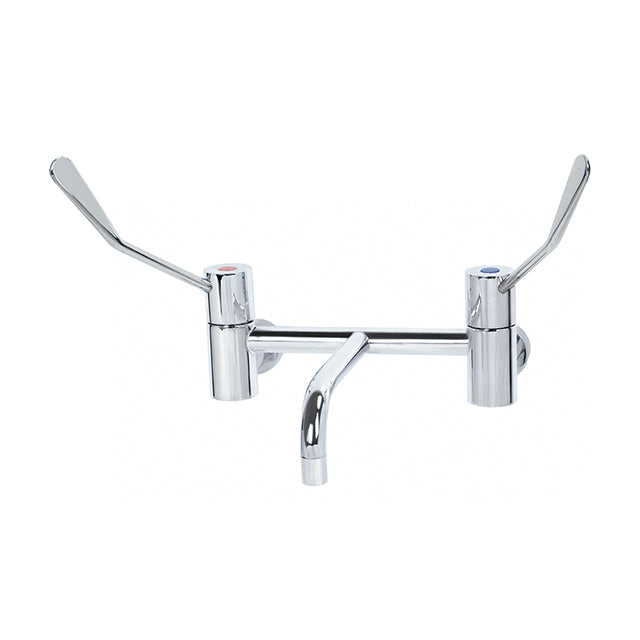 Gentec CLLF15012 Lead Free DZR Brass Wall Mounted 150mm Lever Exposed Mixing Set w/ Fixed Parallel Spout