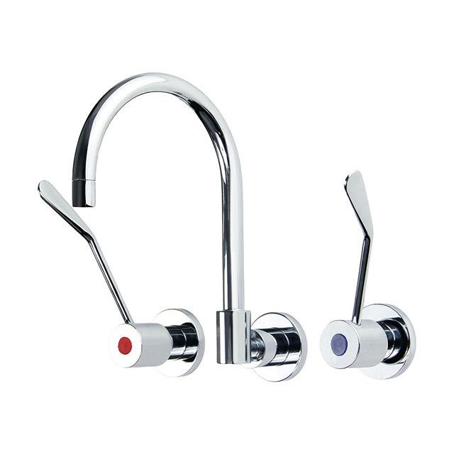 Gentec CLLF15035 Lead Free DZR Brass In-Wall 150mm Lever Recess Mixing Set w/ Gooseneck Swivel Spout