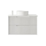 BV09WH Fluted Matte White Wall Hung Vanity - 750 / 900 / 1200 / 1500 (Single Bowl)/ 1500 (Double Bowls)