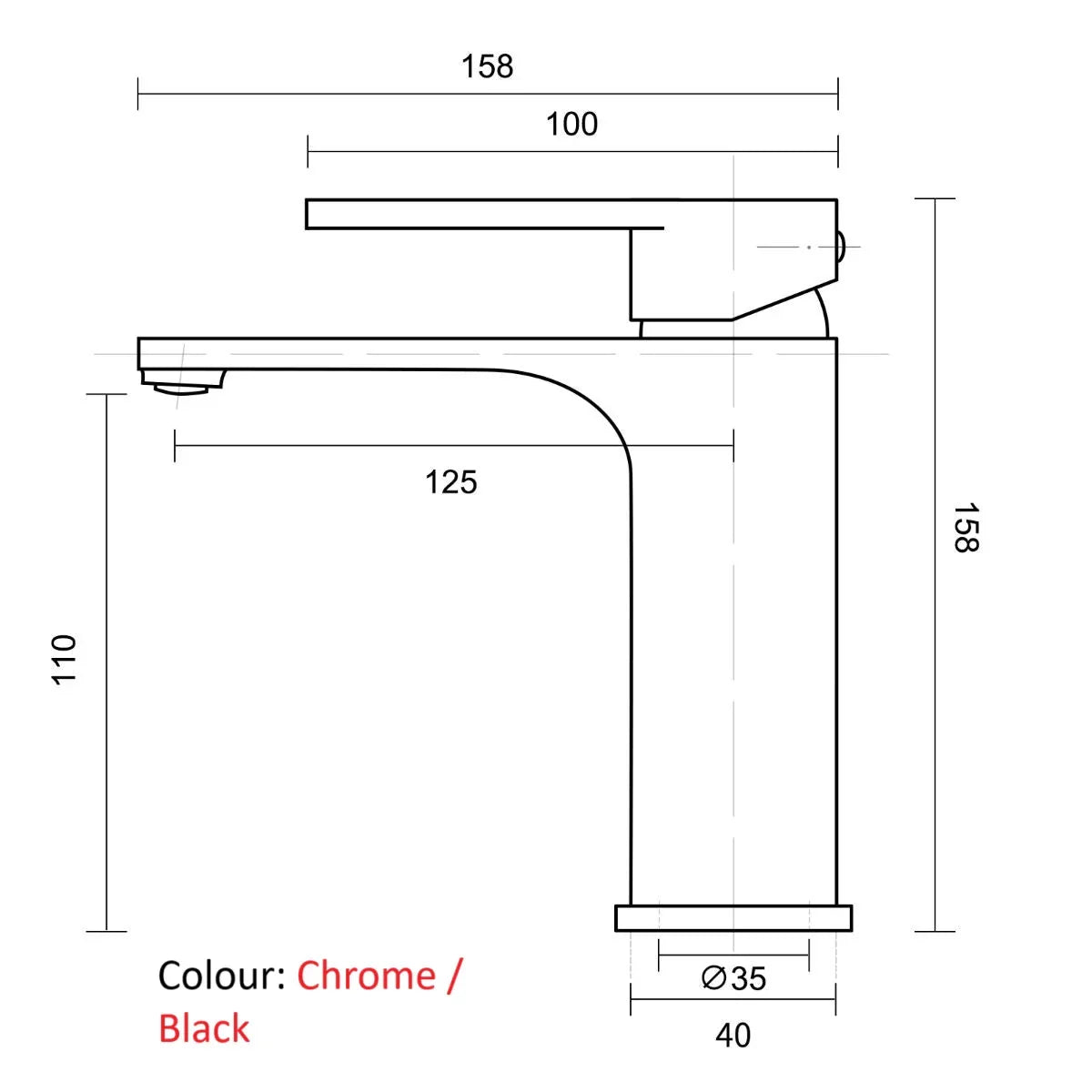 BM05 Bench Mount Soft Square Basin Mixer - Various Colours