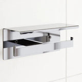 Toilet Roll Holder with Shelf - Chrome / Black