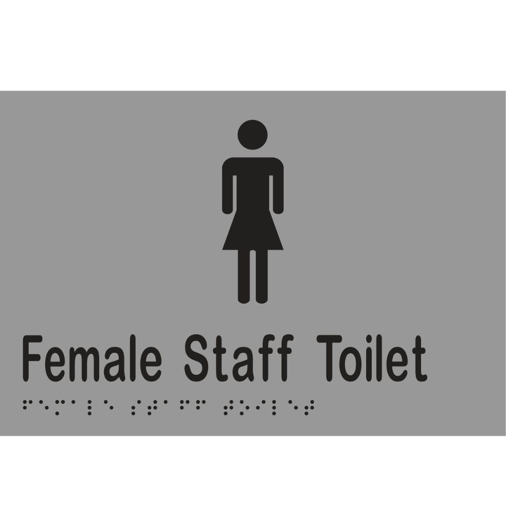 Female Staff Toilet Braille Sign in Silver Vinyl - MLS16264_SIL