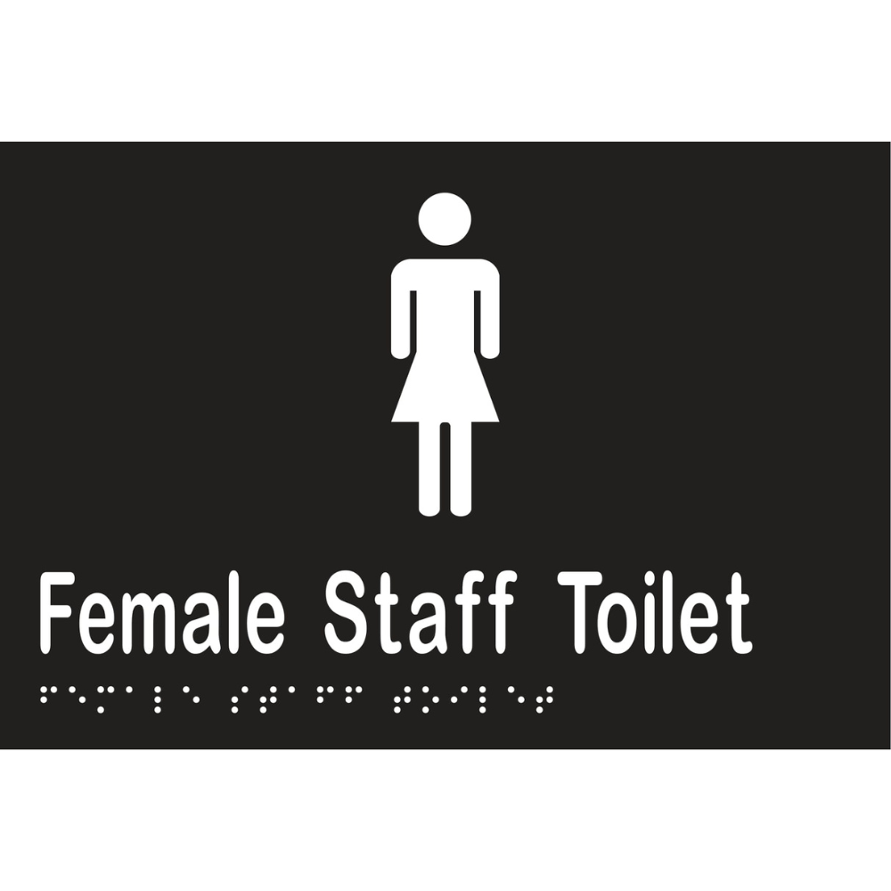 Female Staff Toilet Braille Sign in Designer Black Vinyl - MLS16264_BLK