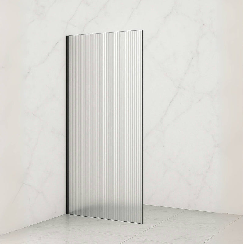 Fluted/Reeded Walk-In Shower Screen – 2100mm High, 900–1500mm, Various Colours