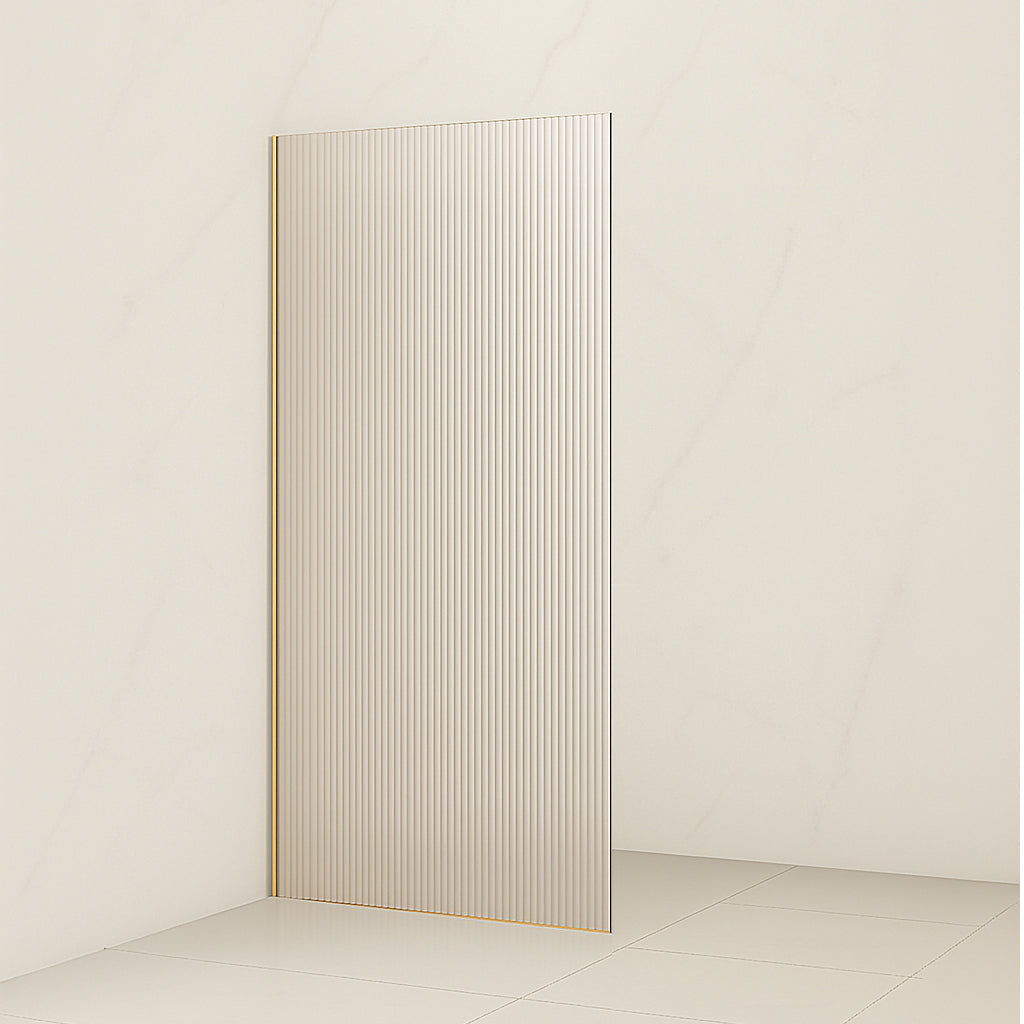 Fluted/Reeded Walk-In Shower Screen – 2100mm High, 900–1500mm, Various Colours