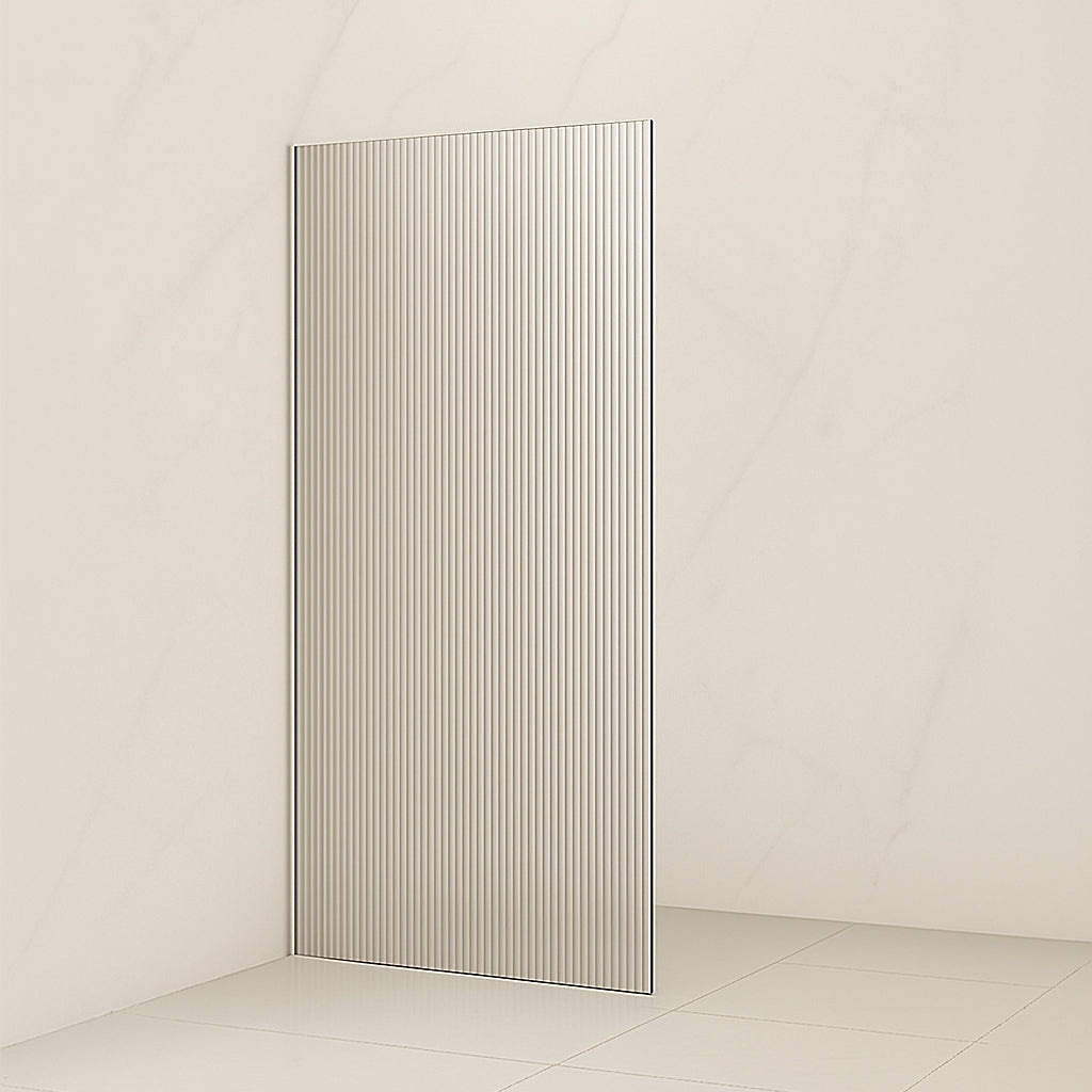 Fluted/Reeded Walk-In Shower Screen – 2100mm High, 900–1500mm, Various Colours