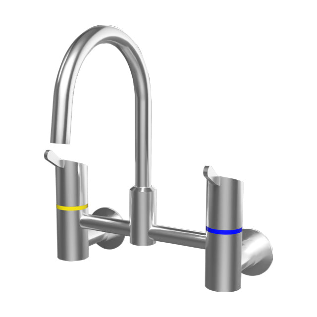 Gentec GPCAP0010 Zero Lead Stainless Steel 316 Wall Mounted 25mm handle Exposed Mixing Set w/ Curved Swivel Spout