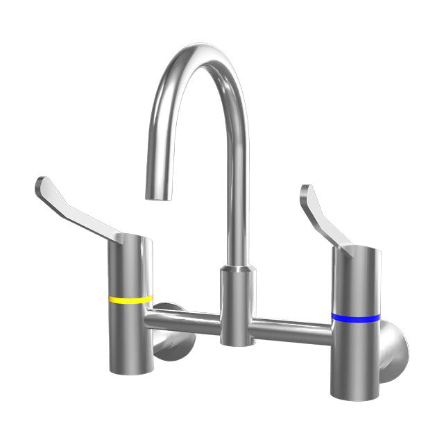 Gentec GPCL15010 Zero Lead Stainless Steel 316 Wall Mounted 150mm Lever Exposed Mixing Set w/ Curved Swivel Spout